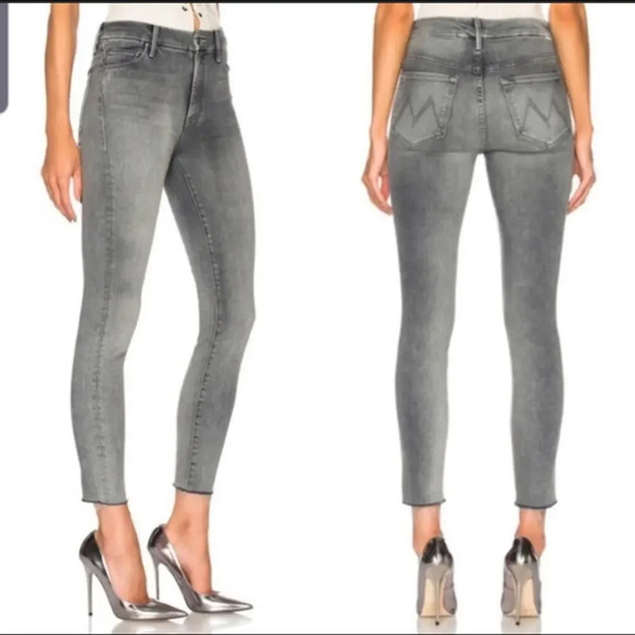 MOTHER Denim High Waist Looker Ankle Fray Huntress Gray Size 24 - Picture 1 of 7